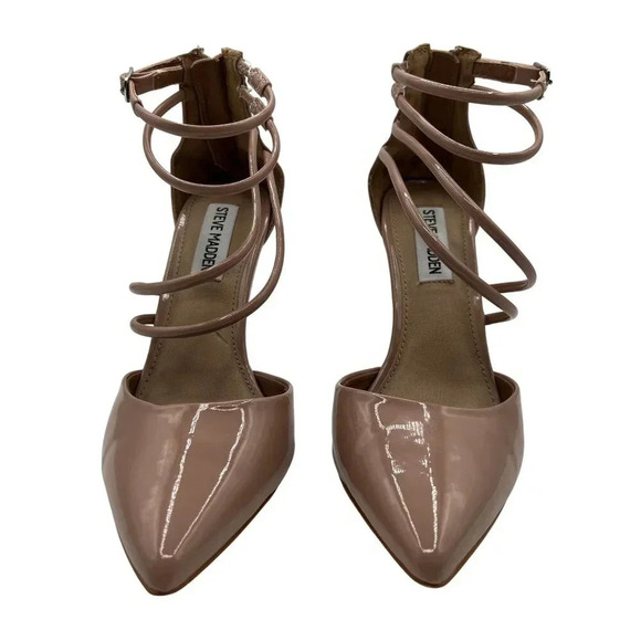 Steve Madden Womens 6M Ciena Pointed Toe Strappy Nude Heels Minimalist Stiletto - Picture 4 of 16